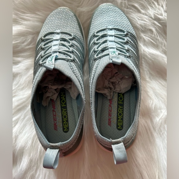 Skechers Air-Cooled Memory Foam Women's Blue Flex Mesh Slip-On Sneakers Size 6.5 - Picture 3 of 6